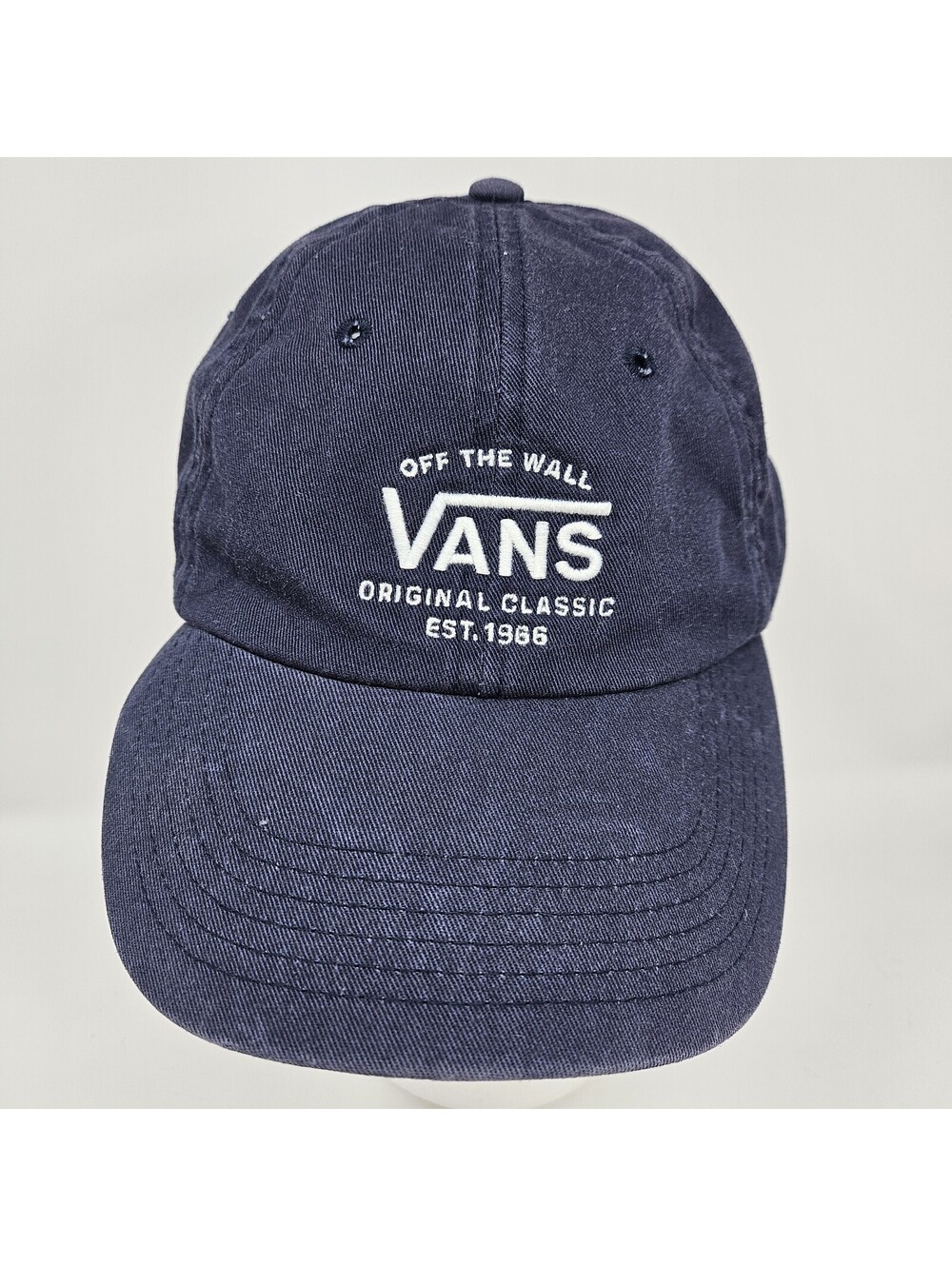 Vans Dark Blue Off The Wall Original Classic Adjustable Cap Used Distressed Vntg